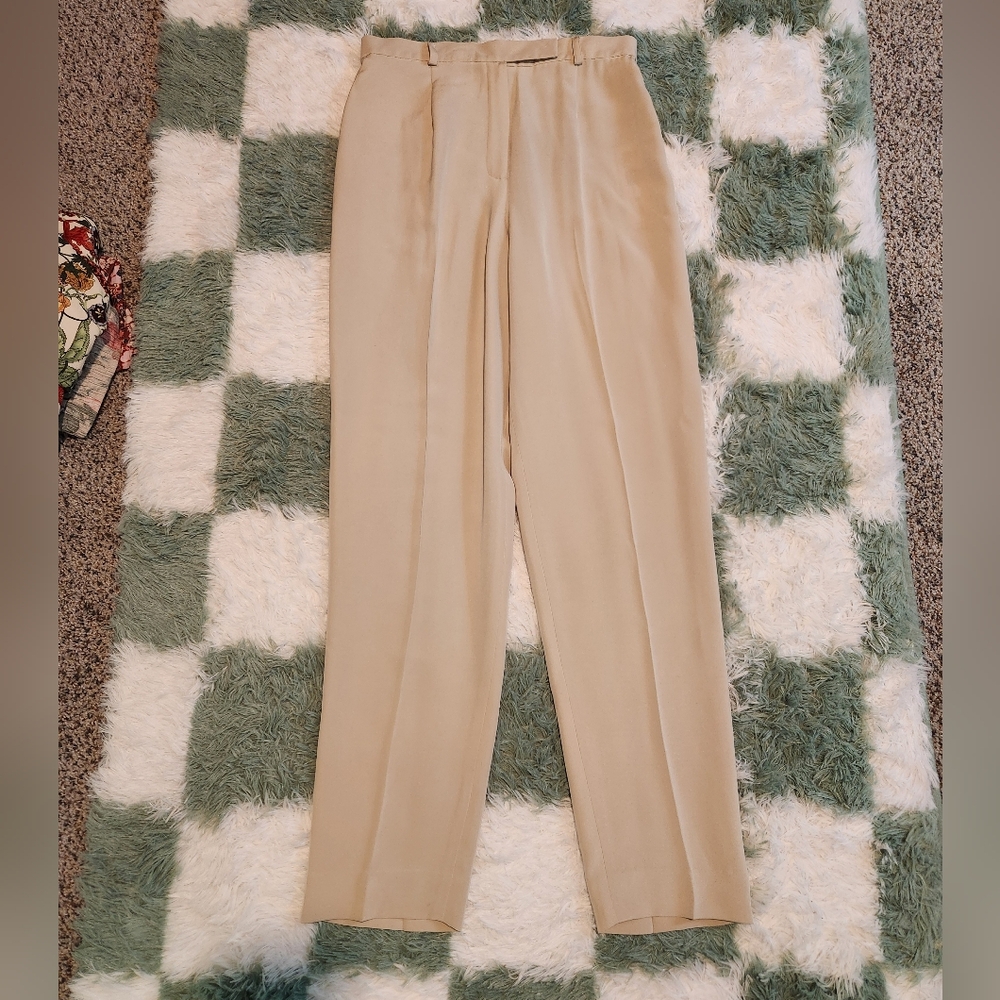 Jones New York Cream Silk Trousers Pants